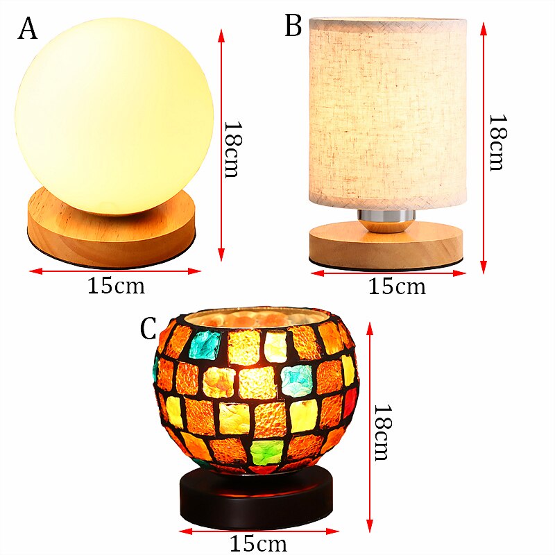 Moderne Houten glazen bal maan lamp Japanse kleine Tafel Lampen kleurrijke glas bureaulamp slaapkamer bed led lichten decoratie