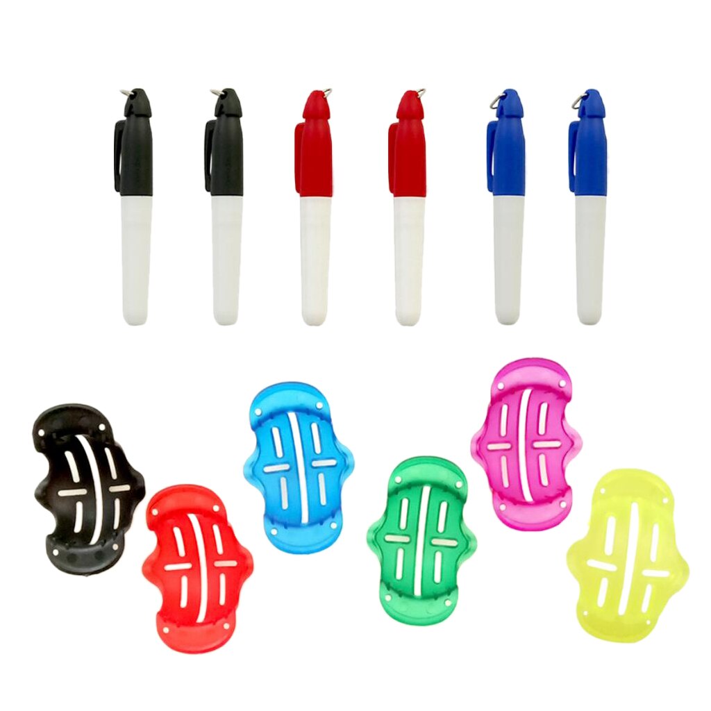 Marqueur de balle de Golf, outil de dessin de ligne, 3 stylos de couleur, modèle, pochoir, tampon