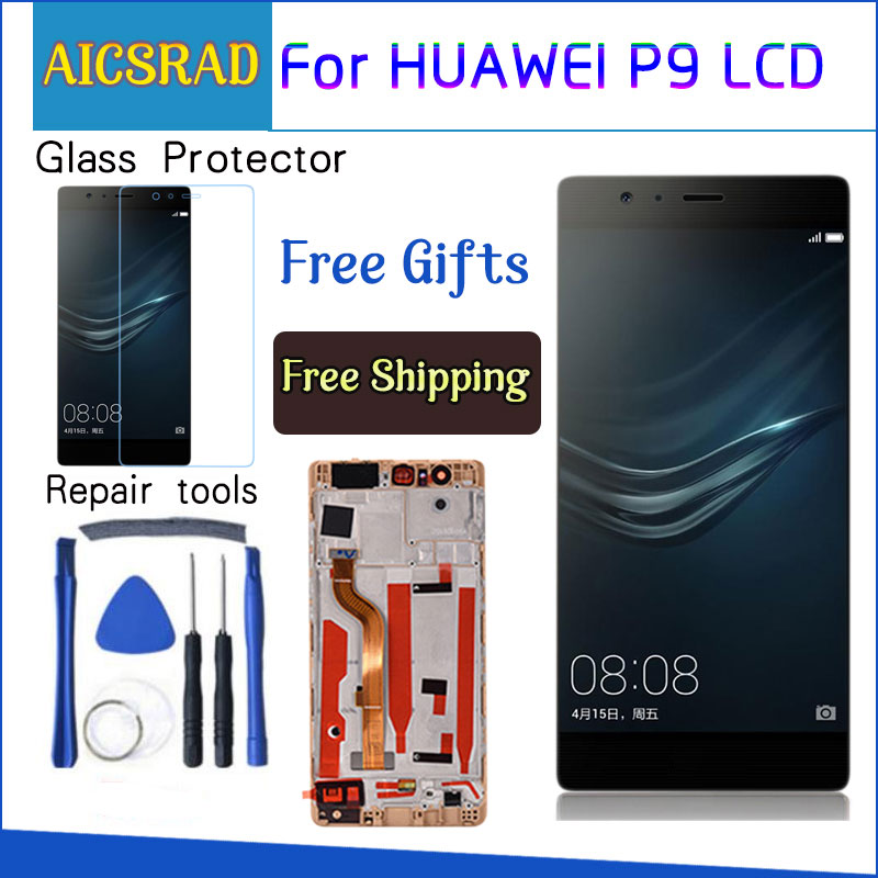 AICSRAD 5.2" LCD For HUAWEI P9 Display Touch Screen Digitizer with Frame for HUAWEI P9 LCD Display EVA-L09 EVA-L19 Replacement