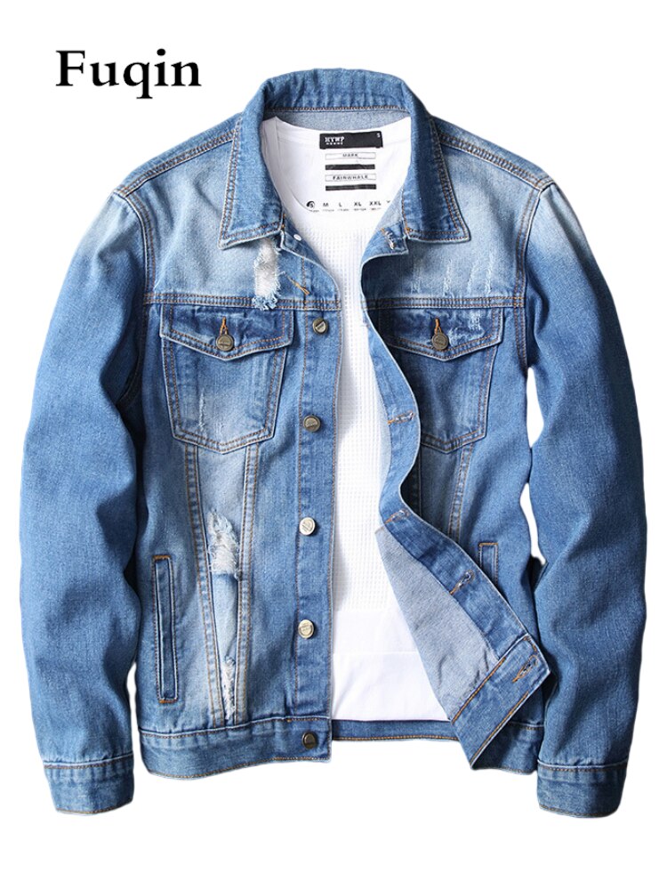 CHARTOU Men's Classic Denim Trucker Jacket - Regular Fit, 100% Cotton