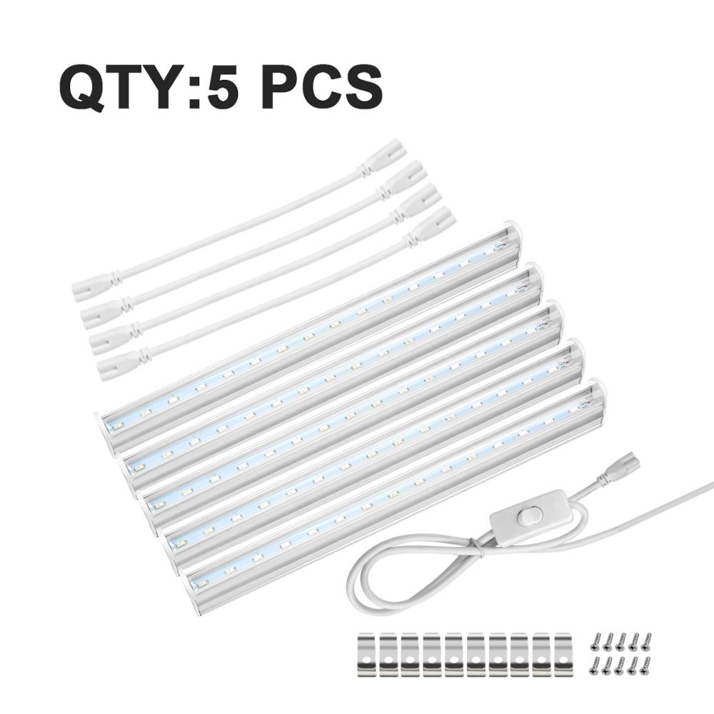 Eu us plug  t5 fyto lamppua kasvit kasvavat valonauha hydroponiikka led lamppupalkki valo vihannesten kukkien siemeniä täysi spektri: 5 kpl putkea / 57cm / 220v