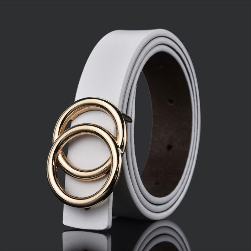 Ceinture femme loisirs cent correspondant jean ceinture femme simple double boucle boucle ceinture femme étudiant style coréen marée: WHITE / 110 CM