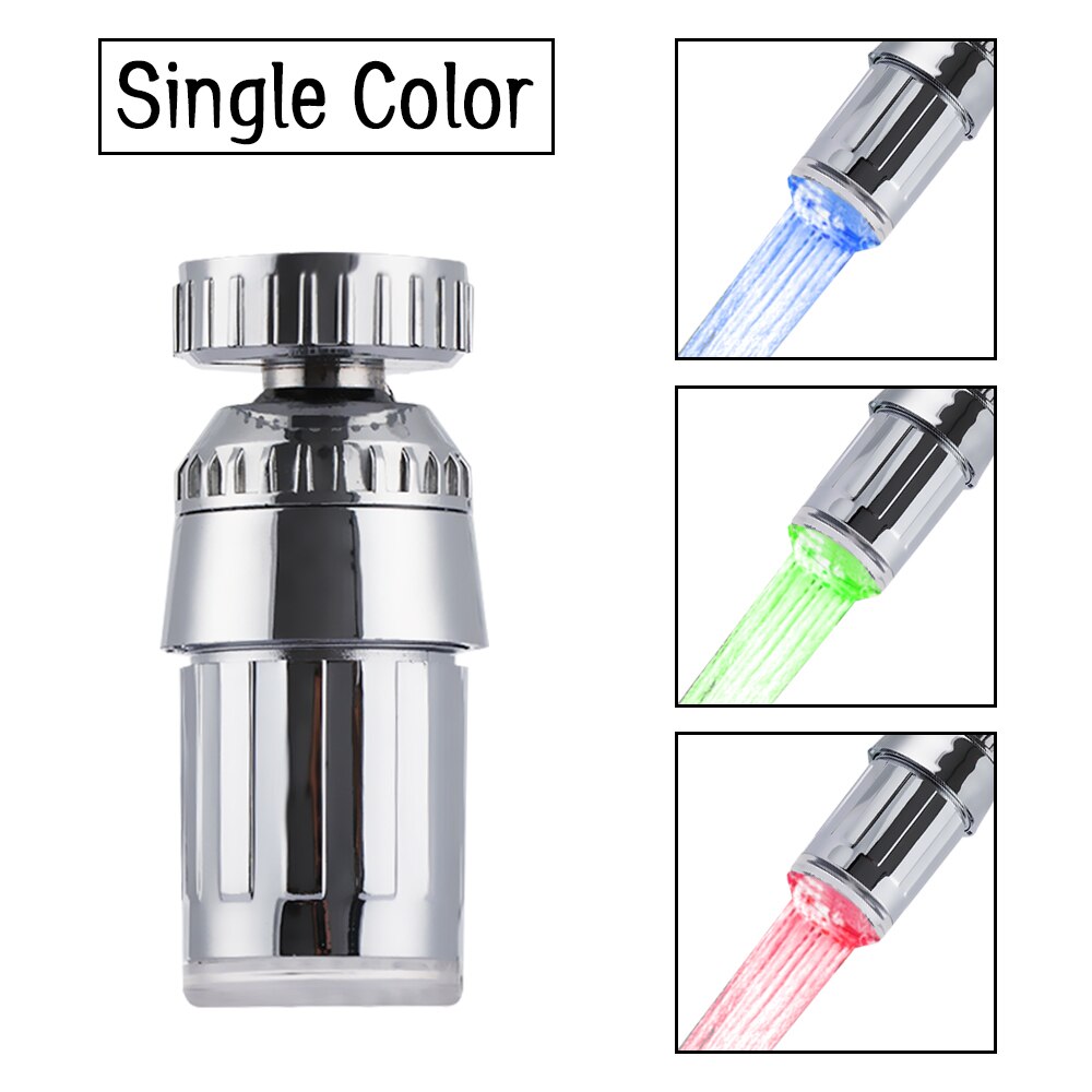 360 Degree Rotation Color Automatically RGB Shower Hydroelectric Power Temperature Sensor Light Water Tap Glow LED Faucet
