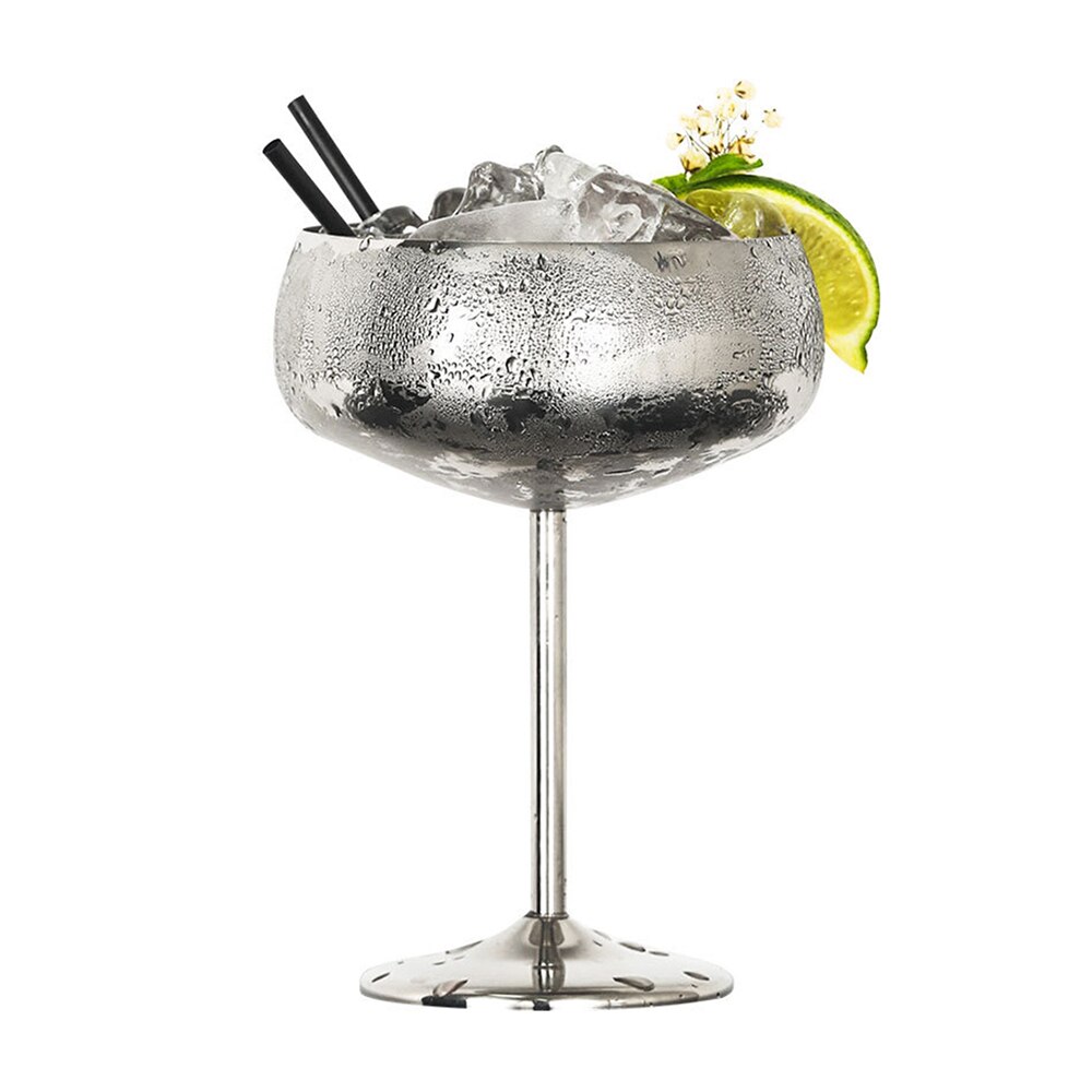 Rustfrit stål blankt kobberbelagt 450ml stor kapacitet bred mund sommerfuglekop metal vinglas restaurant champagneglas: Zmm 3967