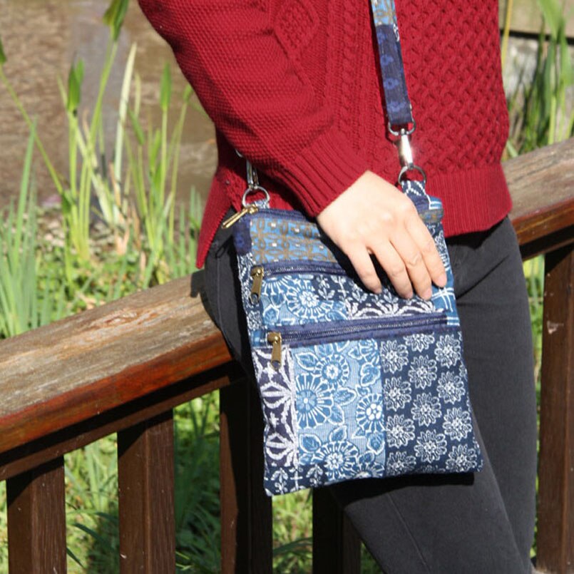 Kleine Sling Crossbody Messenger Bag Voor Vrouwen Bohemian Hippie Hobo Tassen Katoenen Canvas Dubbele Rits Tas Vrouwen Dame Schoudertassen