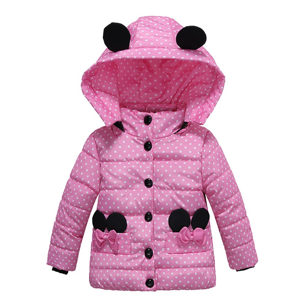 Baby Meisjes Dikke Jas Gewatteerde Dot Boog Kinderen Winter Jas Casual Baby Meisjes Kleding Herfst Winter Parka Пуховик Для девочки