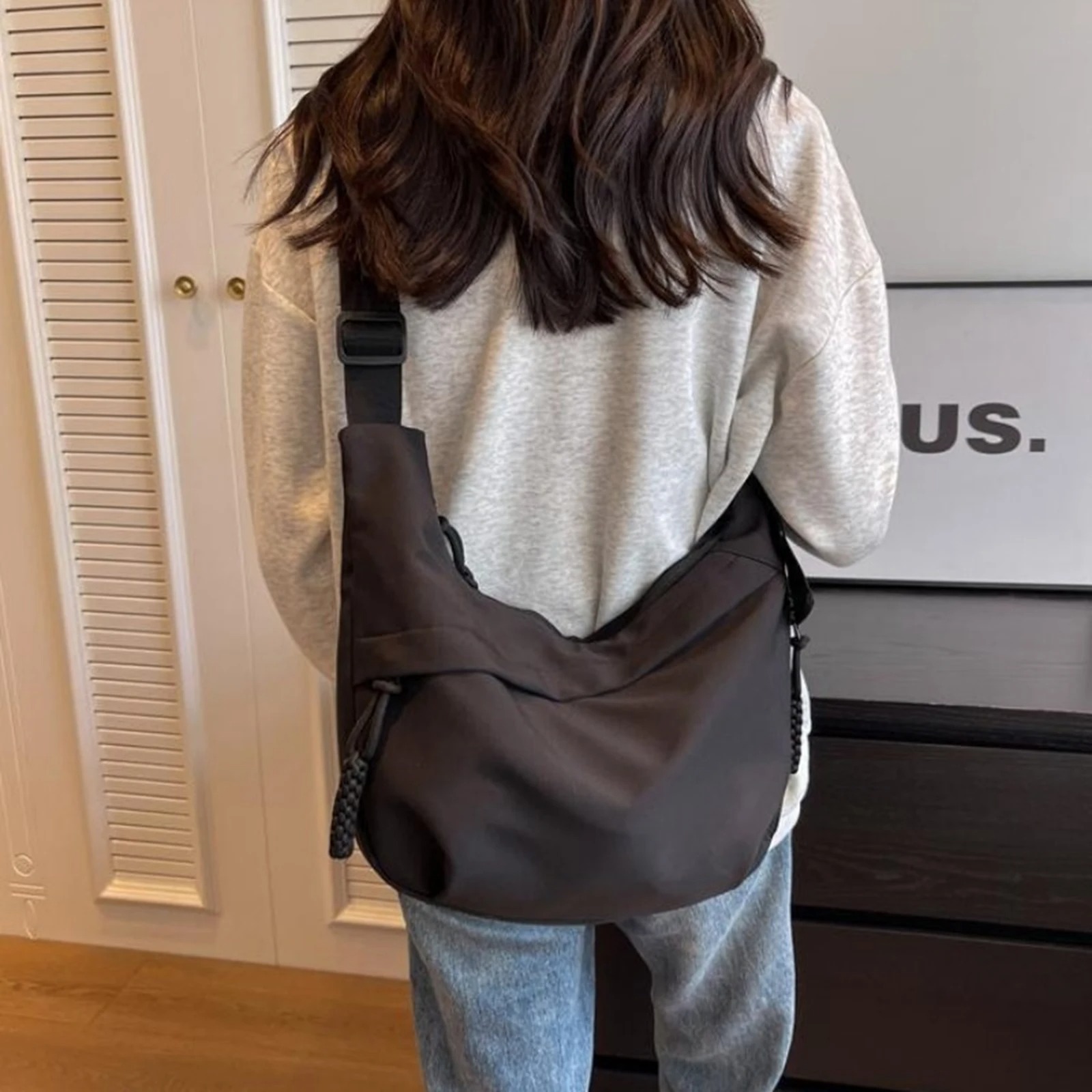 Bolsa crossbody de lona casual para mulheres designer preto/branco/vermelho bolsas de ombro grande capacidade tote masculino bolsa de compras de viagem 2025