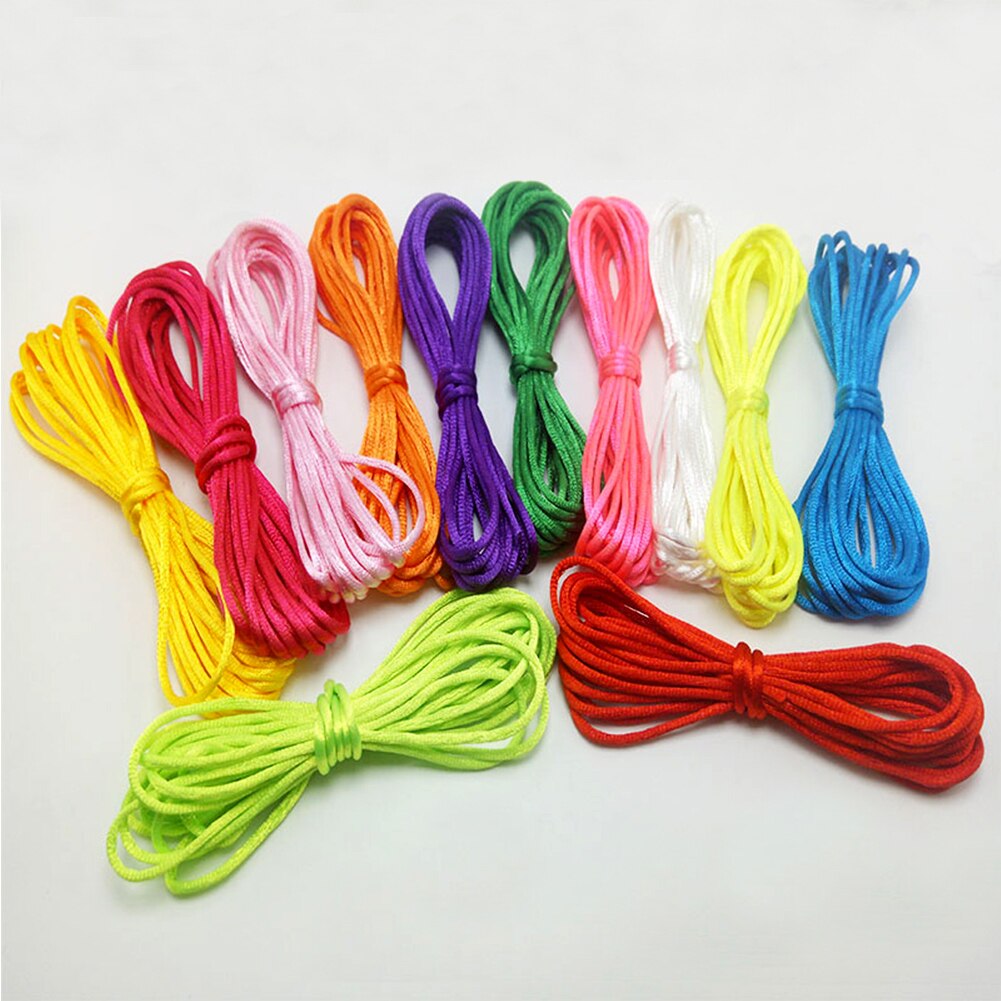 16 färg 10m 1.5mm nylon sladd tråd kinesisk knut makrame sladd armband flätat snöre gör-det-själv tofs pärlstav shamballa trådtråd