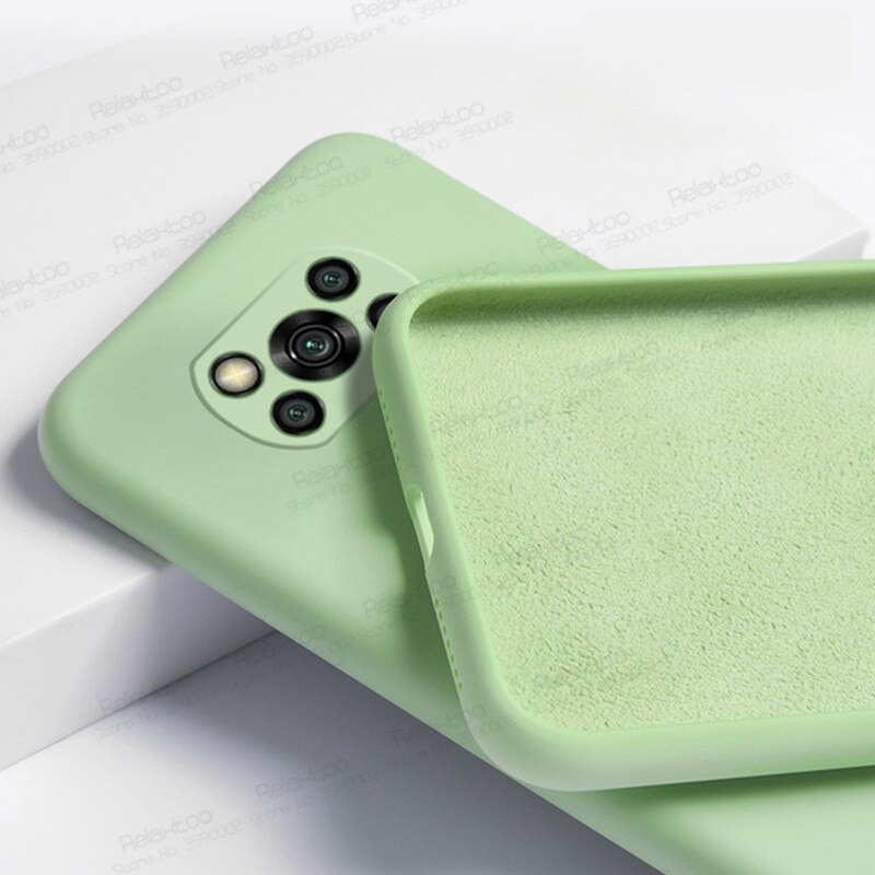 Dla przypadku Xiaomi Poco X3 NFC kolorowy płynny futerał silikonowy na Xomi Pocox3 Poko Poxo Pocophone X 3 3X odporny na wstrząsy telefon pokrywa Coque: poco x3 nfc / green
