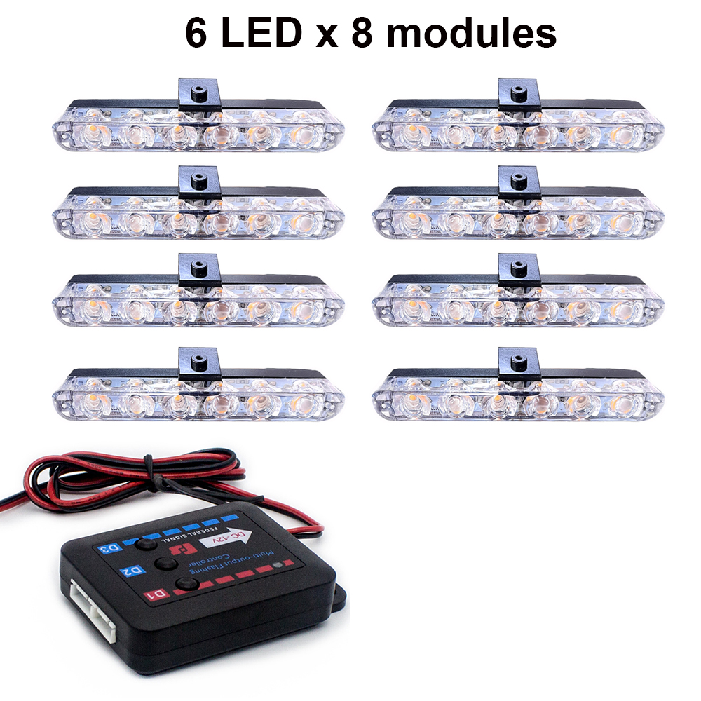 Led-bilgallerlampa led-blinkande varningsljusramp brandbil motorcykel polis nödsignallampa suv släpvagnslampa 12v: Vit / 12000k