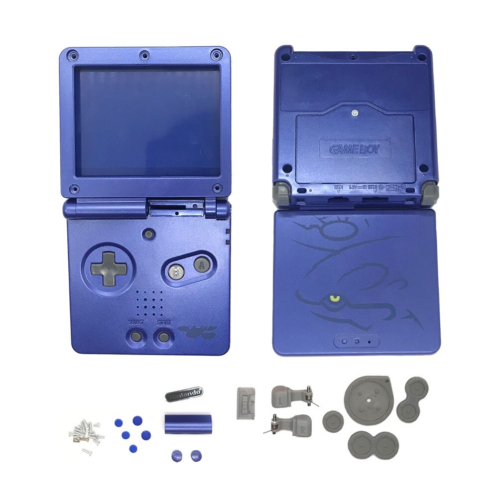 16 colors Housing Shell Case for GBASP Classic SFC Gray Shell with button, rubber pads, sticker replace for Gameboy Advance