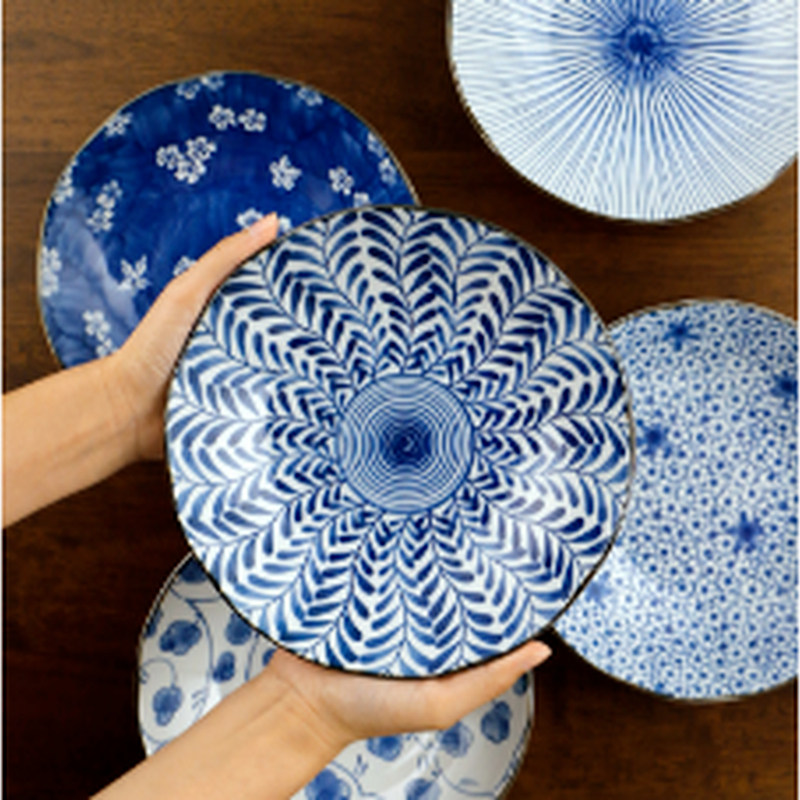 Ceramic Blue and White Porcelain Dinner Plate Hotel Restaurant Steak Plate Breakfast Salad Sushi Fruit Plate Kitchen Tableware
