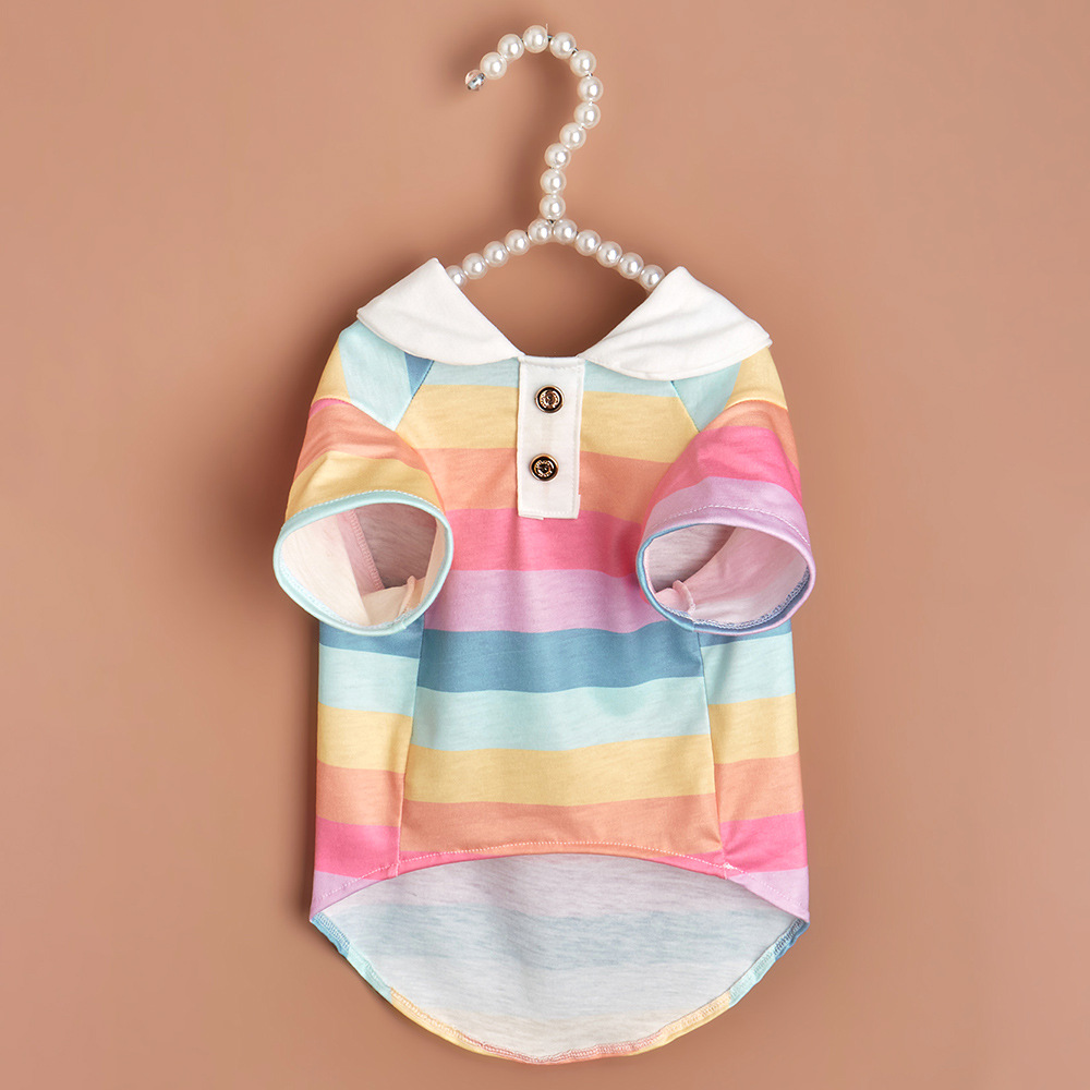 Polo deportivo a rayas para cachorros, ropa para mascotas de primavera y otoño para perros pequeños, jerséis de Bichon maltés Schnauzer, ropa para mascotas: M / Rojo