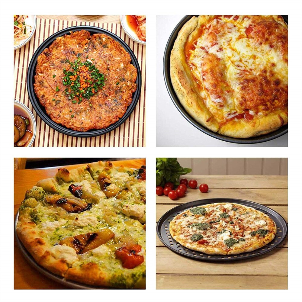 Teglia per Pizza perforata in acciaio al carbonio vassoio antiaderente Ro UndOven con fori piastra di cottura supporto per piatti strumento di cottura