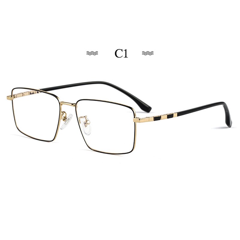 Montura de gafas de titanio puro para hombre, gafas graduadas de , a la , estilo de negocios, T8635T: C1