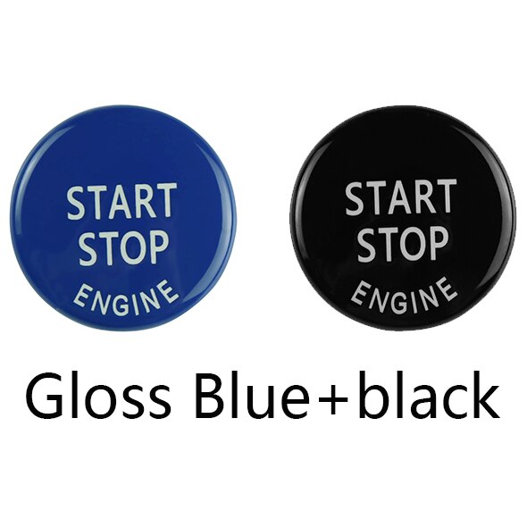 Motor start stop knap tilbehør nøgle dekoration til bmw  x1 x5 e70 x6 e71 z4 e89 1 3 5 serie  e90 e91 e92 e60 bil udskift dæksel: Blank blå sort