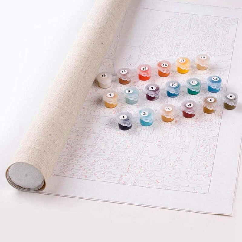 Diy Painting Paint By Numbers Cat Blowing Flute Abstract Canvas DIY Painting for Adults and Kids Without