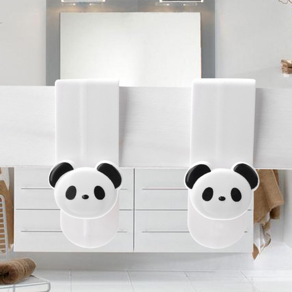 Colgador multifunción para 4 uds, gancho para puerta con patrón de Panda, gancho montado en la pared, gancho para almacenamiento de cocina y baño