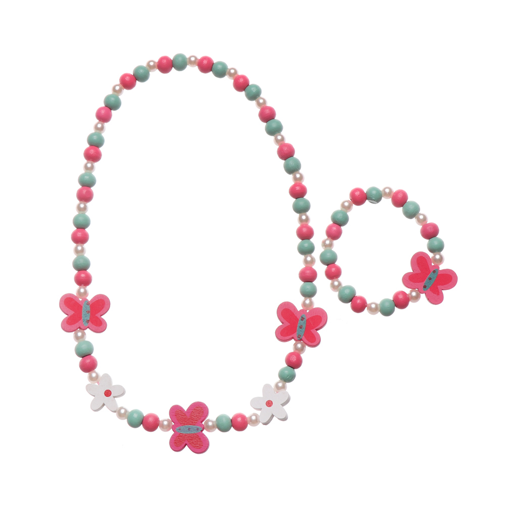 1 sæt pige perler legetøj halskæde armbånd sommerfugle blomster børn håndlavet halskæde tilbehør prinsesse smykker børn: En sommerfugl