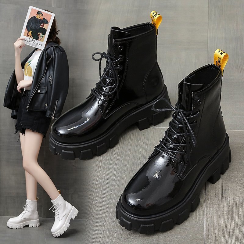 Martin boots female students British style autumn and winter mid-tube short boots strapping motorcycle women's boots
