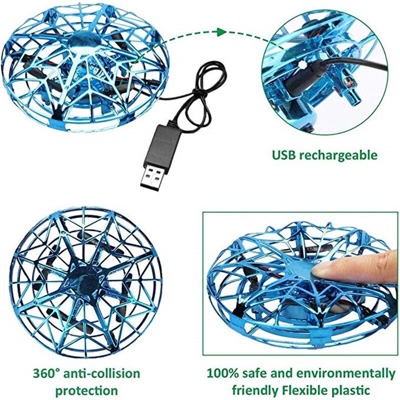 Mini Drone Quad Inductie Levitatie UFO LED Light USB Opladen Kinderen Speelgoed voor Jongens Meisjes Volwassen