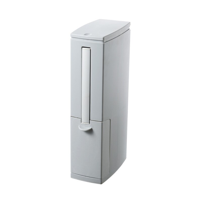Cubo de basura de plástico con cepillo para el baño, Herramientas de limpieza del hogar, para la cocina, estrecho: Gray