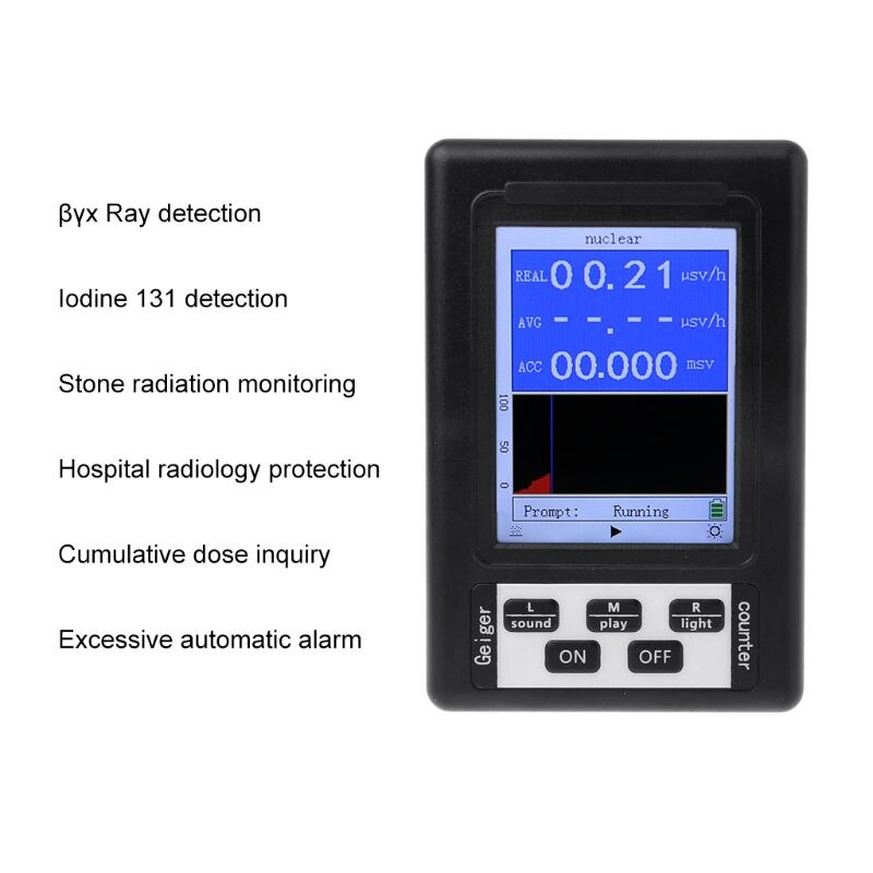 1Pcs Upgrade Geiger Counter Nuclear Radiation Detector Personal Dosimeter Marble Tester X-Ray Display Sn Radiation Dosimeter