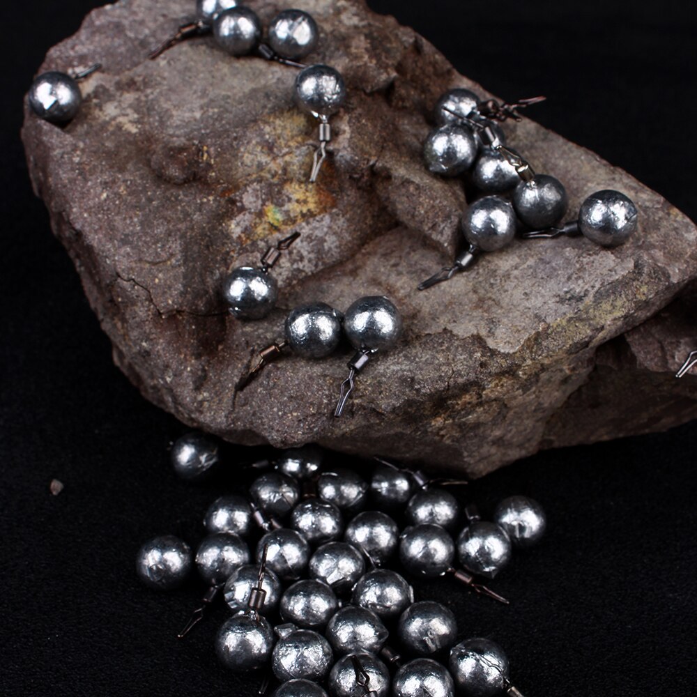 FISH KING 50pcs Fishing Sinker Cylindrical/Spherical Weights 3.5g-14g Fishing Oval Split Shot Lead Sinkers Fishing Tackle