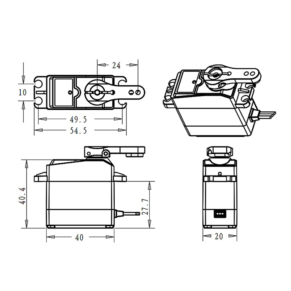 DS3225 Pro actualizar 25KG Servo Digital sin núcleo alto Torque 180/270 grados engranaje de Metal impermeable para 1:8 1:10 1:12 RC coche Robot