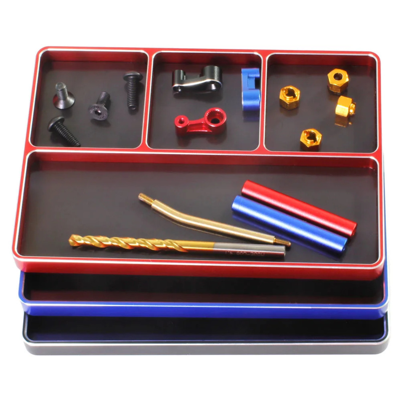 Bandeja de tornillos para herramientas de coche RC, caja de tuercas con imán para TRX4 scx10 HSP 94111 94123 wltoys 144001 Tamiya tt02 arrma Kraton tyfón