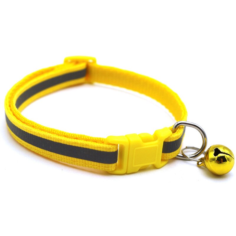 Collar reflectante para mascotas Collar campana ajustable tamaño adecuado para los gatos y suministros para mascotas perros básicos collares: Yellow