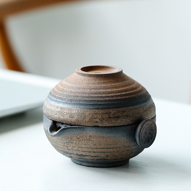 Service à thé Portable gaiwan japonais | Théière en céramique, service de tasses à thé, voyage tasse rapide, verres à boissons faits à la main