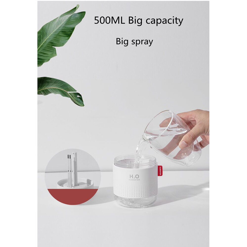 500ml przenośny ultradźwiękowy nawilżacz ze wzorem ośnieżonych gór H2o Usb aromat dyfuzor powietrza z romantyczną lampą nocną Humidificador dyfuzor