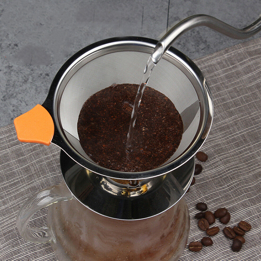 Stainless Steel Pour Over Cone Dripper Reusable Coffee Filter with Cup Stand Coffee Capsule Plastic Capsule Refillable