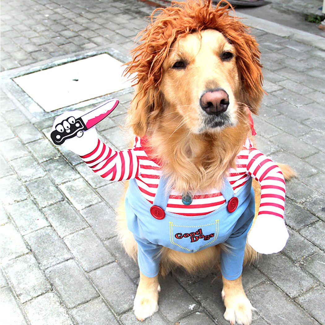 1Pc Halloween Dog Costumes Funny Pet Clothes Adjustable Dog Cosplay Costume Sets Novelty Clothing For Medium Dogs Bulldog Pug
