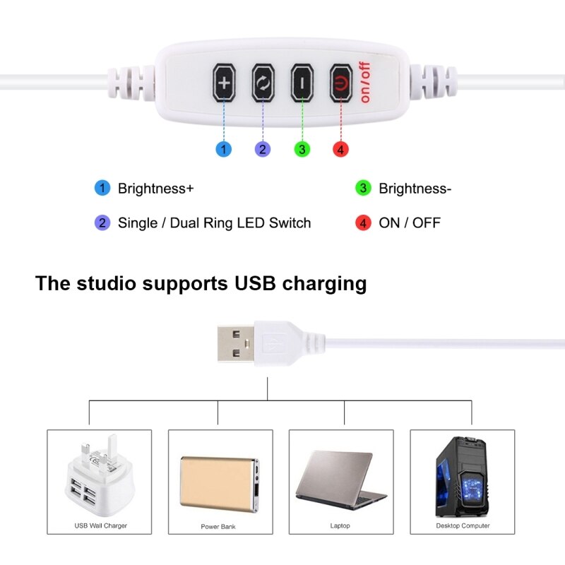 30*30cm Photography Light Box Round LED Dimmable Studio Boxes Photo Shoot Tent with 6 Backgrounds for Food, Jewelry