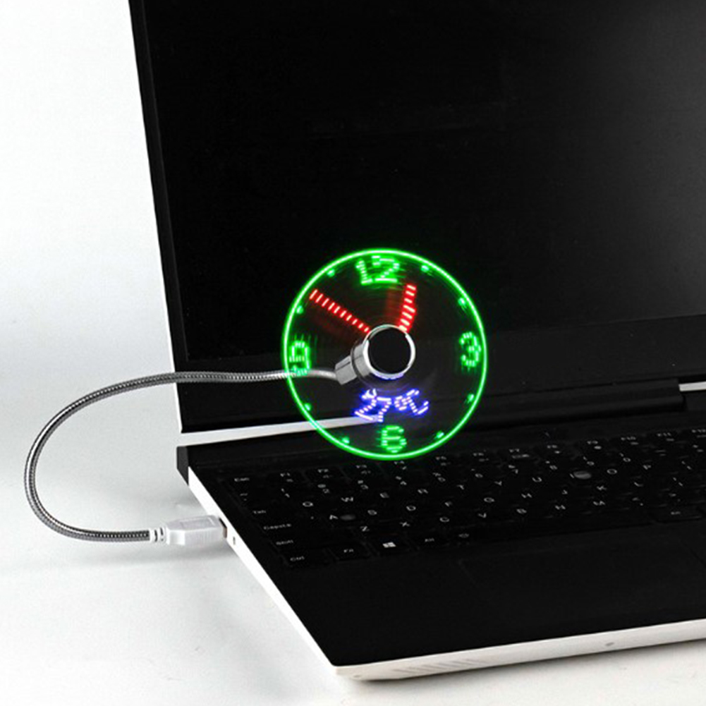 Miniventilador de Metal con pantalla en tiempo Real, dispositivo de ventilación con USB, 5V de CC, parpadeante, para ordenador portátil, PC y Notebook