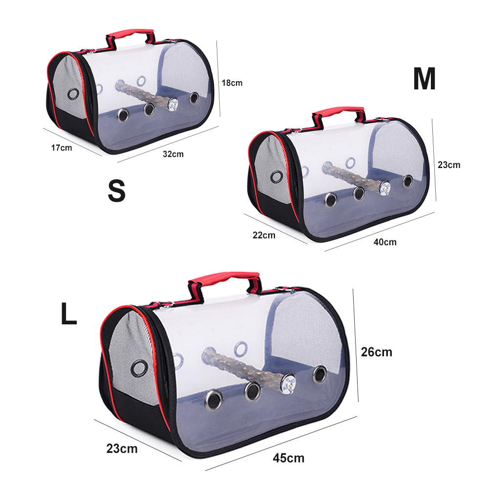 Portable Bird Carrier With Perch,Lightweight Large PVC Outside Small Bird Parrot Travel Bag/Backpack,Breathable Bird Travel Cage