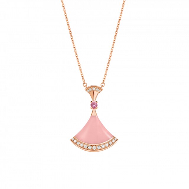 Collana elegante rosa s925 in argento sterling europeo e americano piena di accessori pendenti con diamanti: XL-038