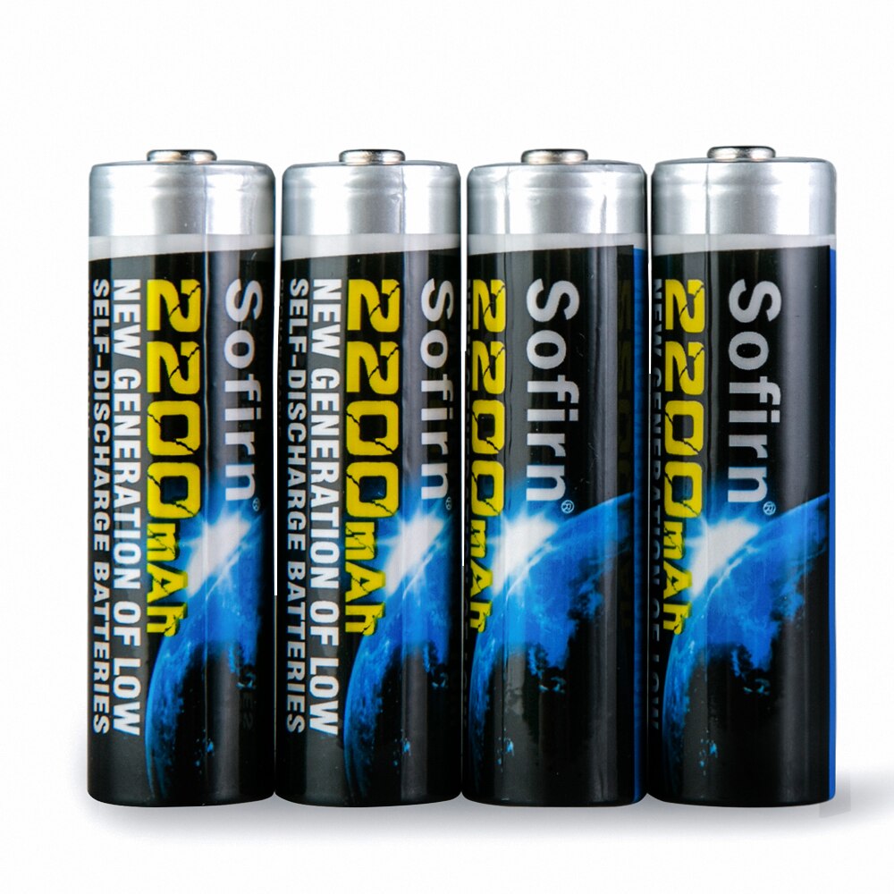 LED flashlight AA NiMh 2200mAh Rechargeable Batteries with 1100 Cycle High Capacity Precharged Battery 4 Pack Eco-friendly