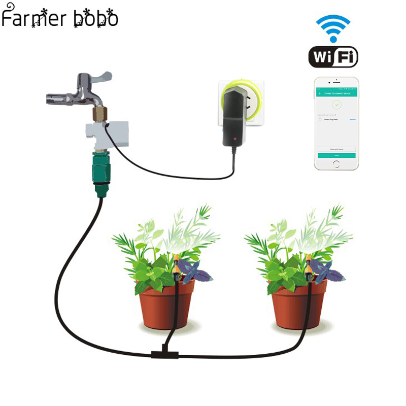 Phone Wifi Control Garden Irrigation System Drip irrigation Garden Watering Timer Automatic Sockets Home Timer Autoplay: Grey