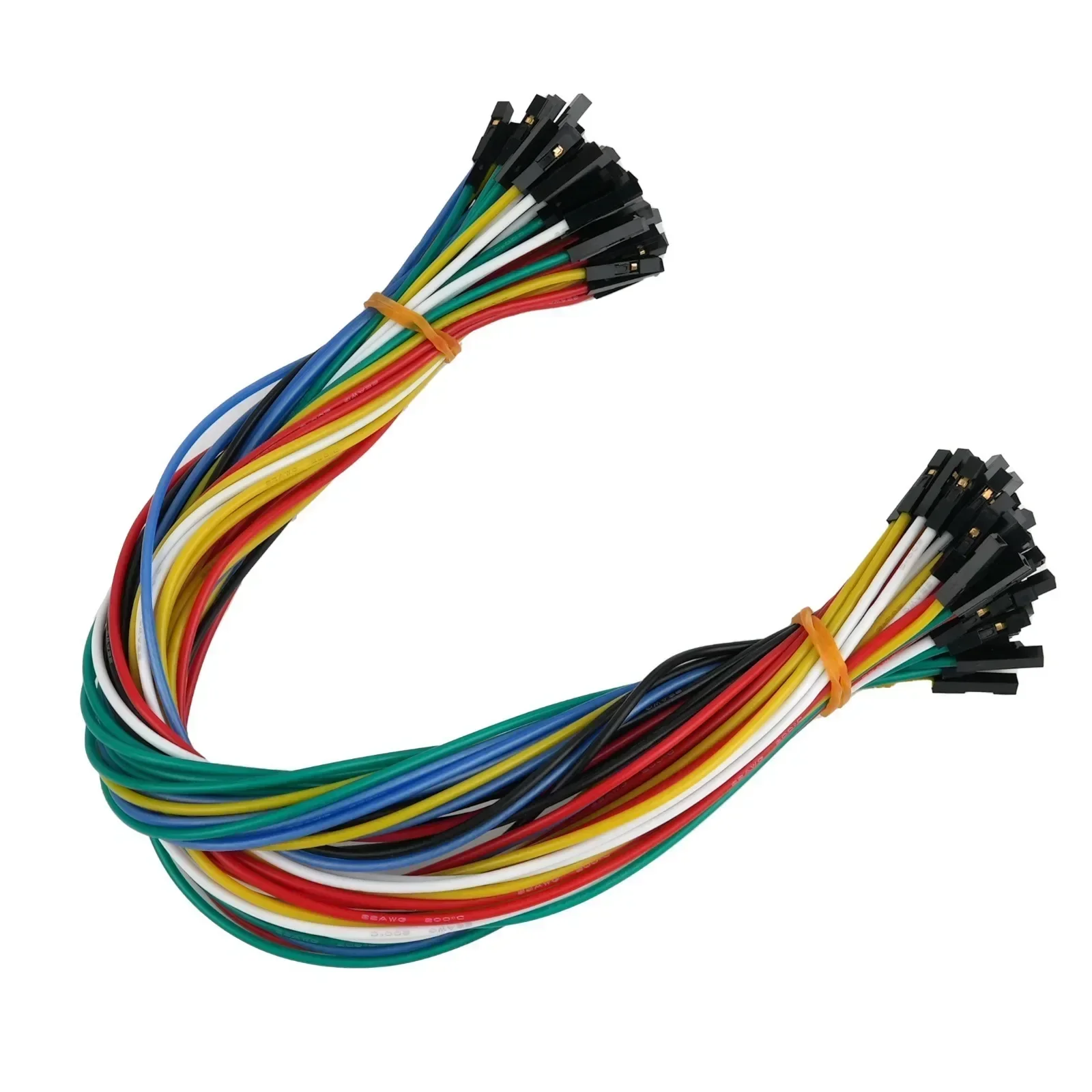 Fil DuPont en silicone plaqué or, Bornes, Fil de test haute température, 60 conducteurs, 22AWG, 2.54mm, 30cm, 60 pièces