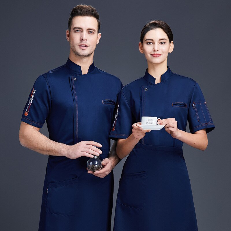 Chef-kok uniform vrouwelijke keuken restaurant hotel restaurant bakken banketbakkerij chef-kok lente en zomer met korte mouwen