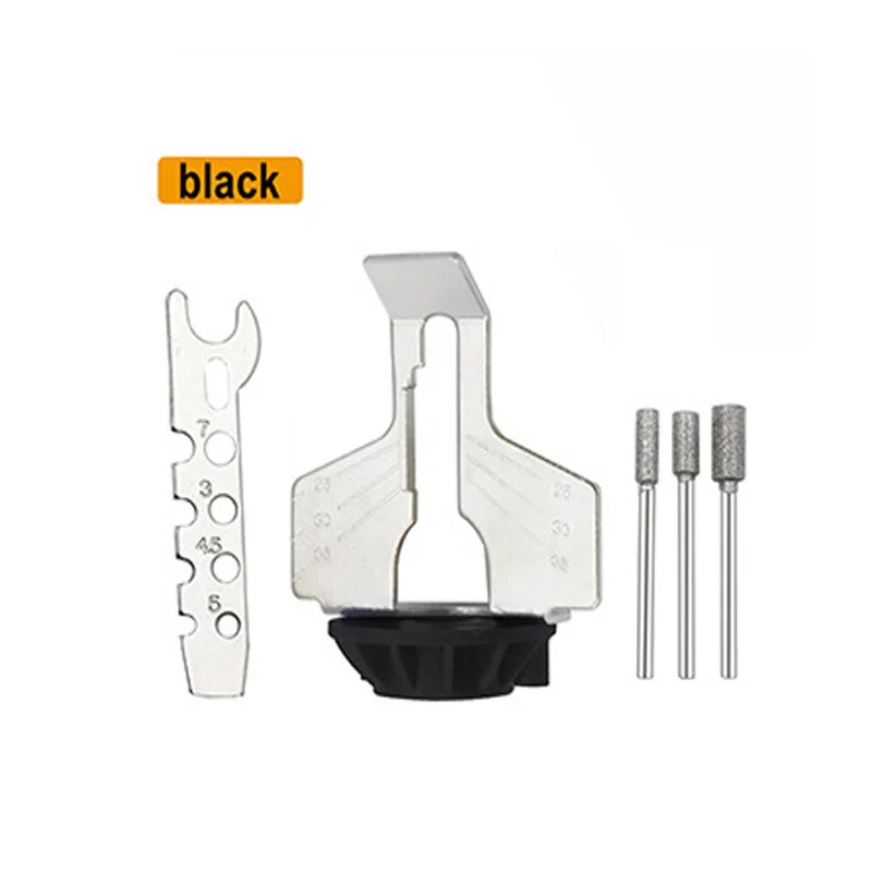 Accesorio de afilado de sierra de cadena, guía de afilador, adaptador de taladro, taladro estilo Dremel, Mini taladro rotativo, juego de accesorios de herramientas eléctricas: Negro