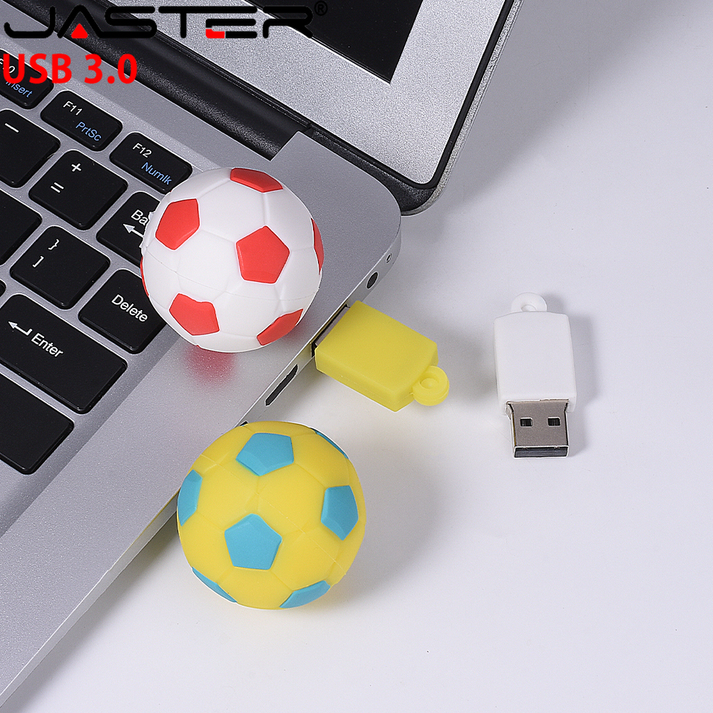 Piłka nożna USB 3.0 Pendrive 64GB Darmowy brelok do kluczy Pen Drive 32GB Kreatywne prezenty Cartoon Memory Stick Czarny Biały Czerwony Pendrive 16G