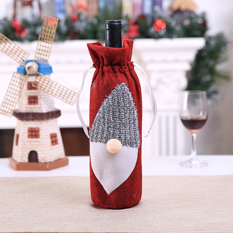 Juldag dekorationer vin set vingård bar vinpåse maskin broderad vinflaska dukat bord leveranser