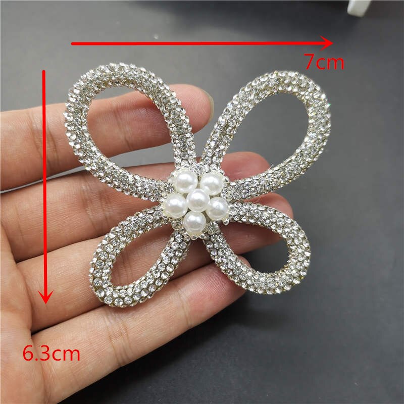 Bling Rhinestone Bow Broches Voor Vrouwen Jurk Diy Strik Pin Broches Bloem Knop Decoratie Craft Scrapbook Accessoires: white bow 4 pearl