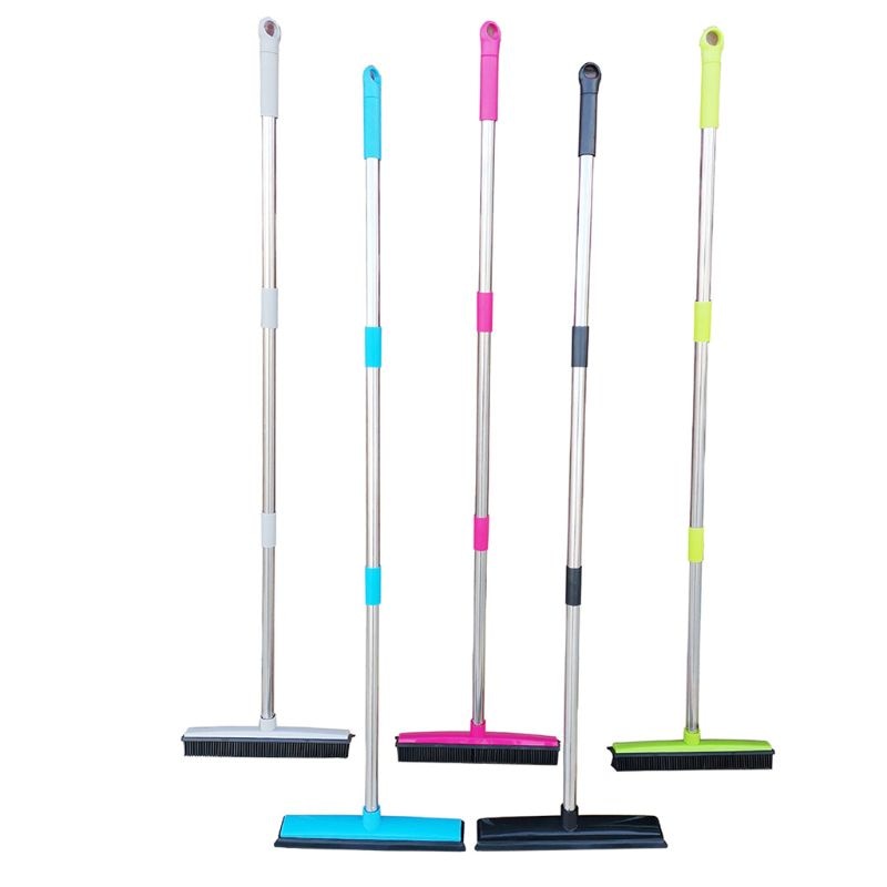 Pet Hair Removal BroomTelescoping Handle That Extends Push Broom Carpet Sweeper with Squeegee Adjustable Long Handle
