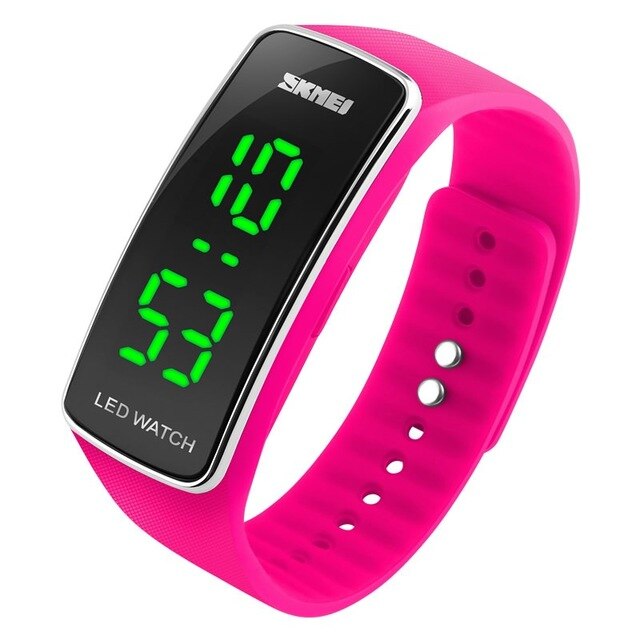 Skmei sport digitale horloges voor dames led digitale waterdichte polshorloges siliconen band complete kalender relogio feminino girl: Roos
