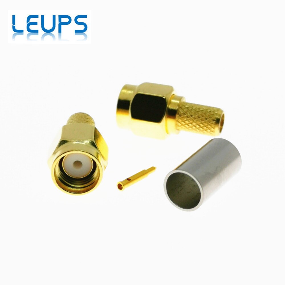 Conector SMA 10 Uds macho o RP-SMA macho (Pin hembra) Jack Crimp RG58 LMR195 RG142 RG400 RG223 RF